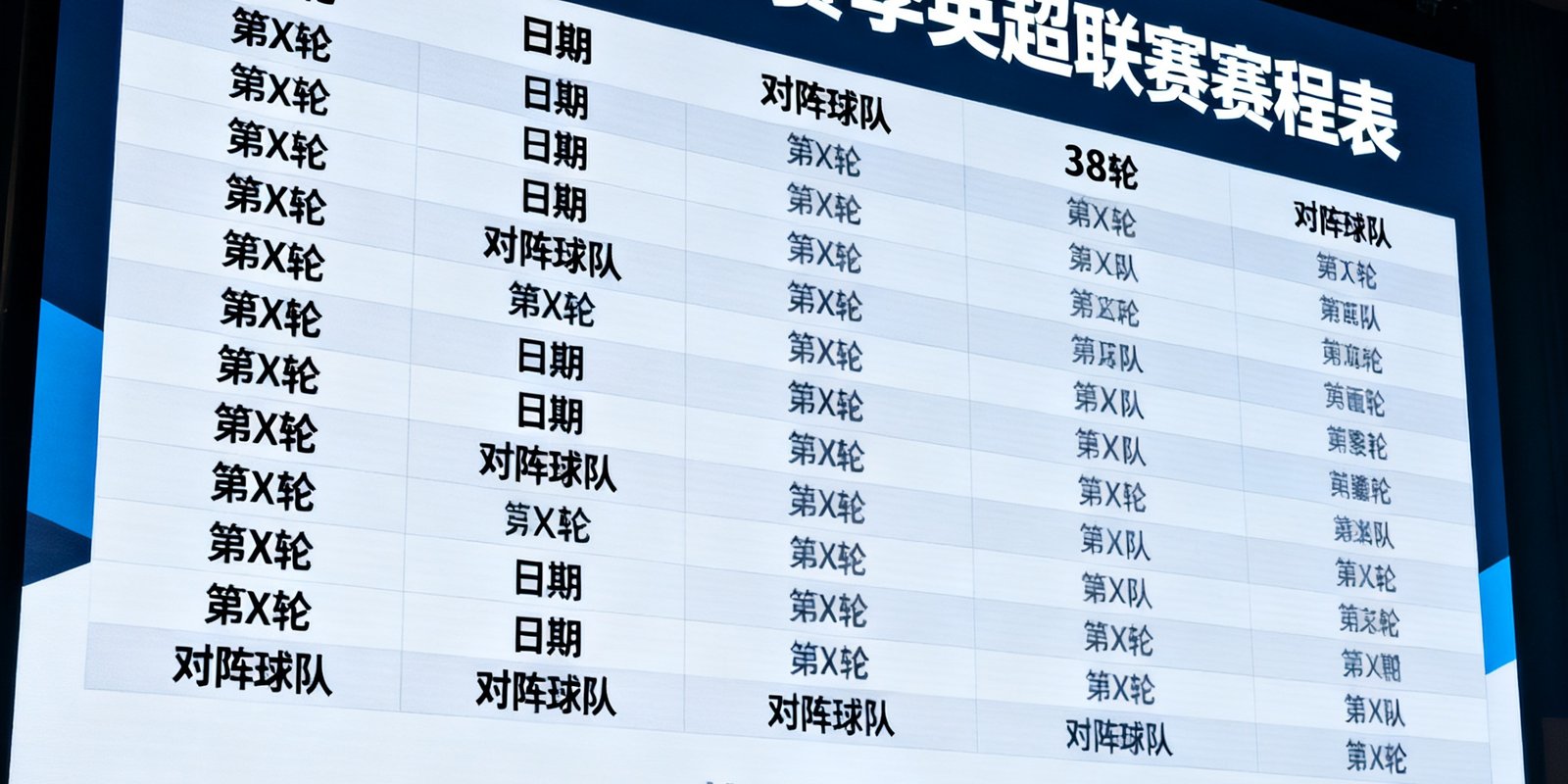 英超联赛官方发布会现场展示2025-2026赛季完整赛程表的大屏幕画面